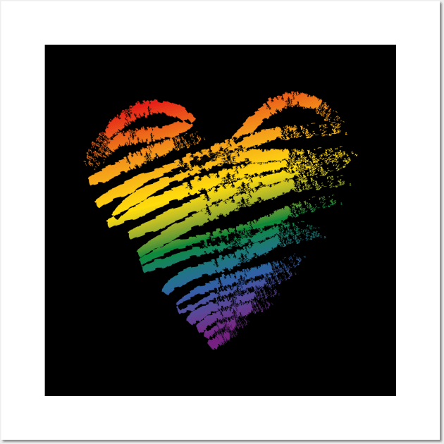 LGBT Gay Lesbian Pride Month Heart Flag Wall Art by BrightGift